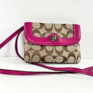 Coach Crossbody Hot Pink Tan Wallet 6x4.5